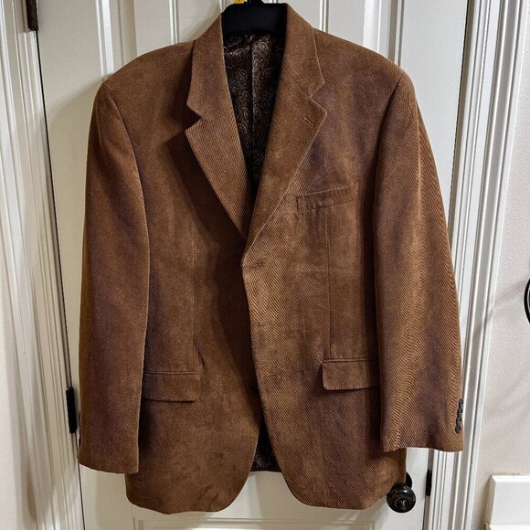 Ralph Lauren Blazer 43L Brown Corduroy Brown with Paisley Lining Really Sharp - Picture 3 of 12